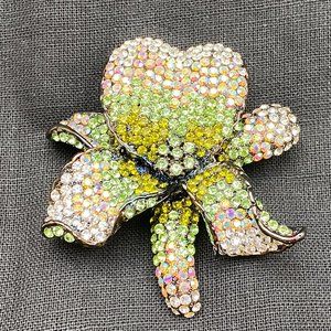 Vintage LOUIS STERN L-S Signed Rhinestone Orchid Flower Statement Brooch Pin